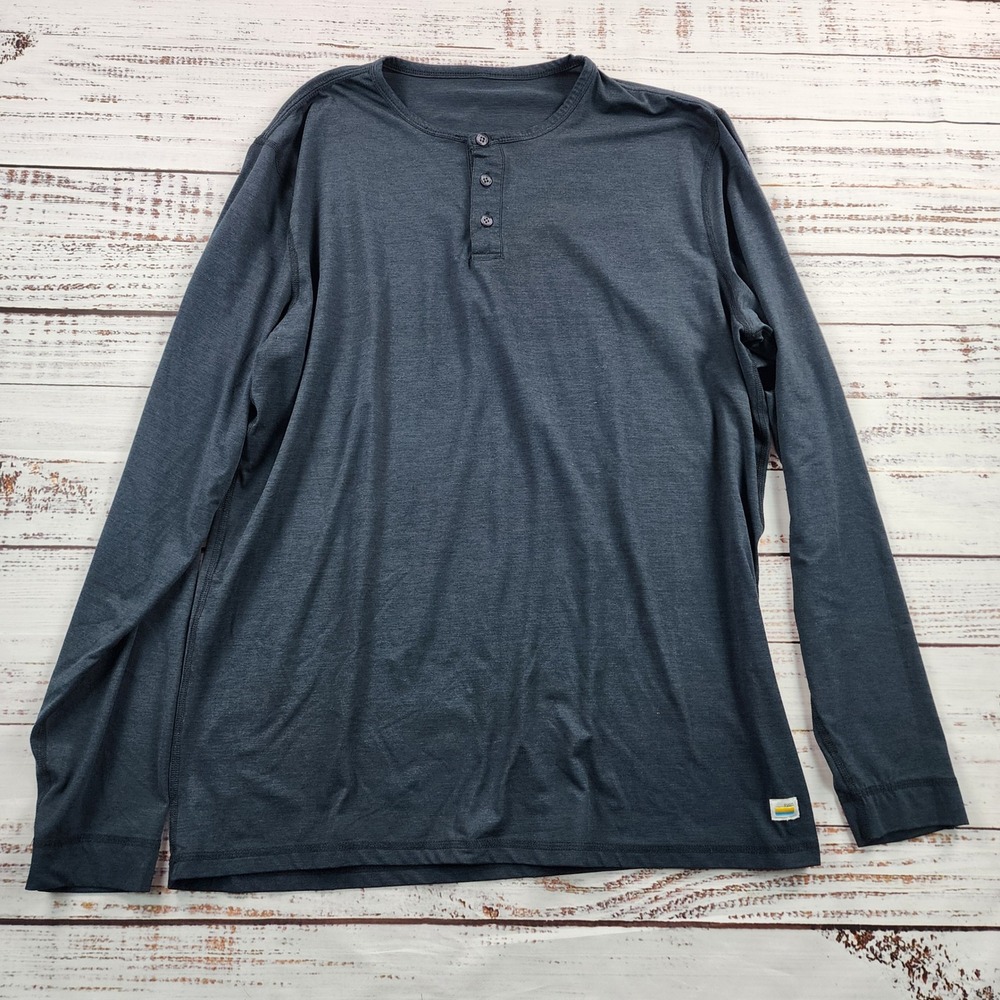 Vuori Ease Performance Henley Men's XL Dark Blue Long Sleeve Shirt